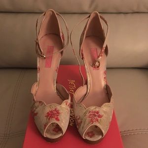 Betsey Johnson Floral Heel with Platform Sandals